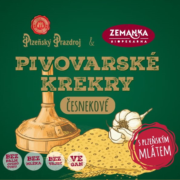 Slané krekry s mlátem z Plzeňského Prazdroje a česnekem